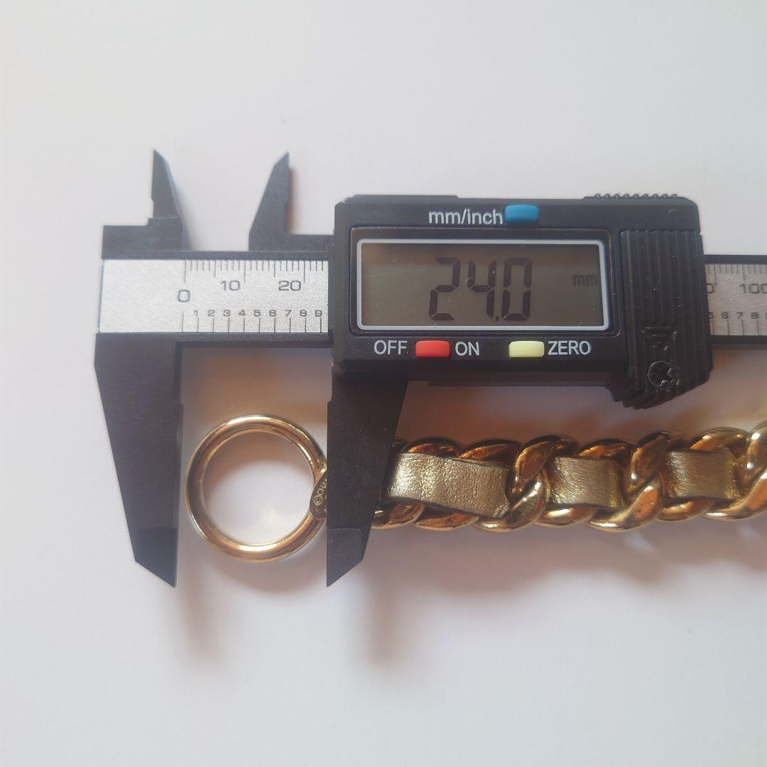 シャネル バングル チェーン Tバー 28 喜平 革 ゴールド 金具 リング