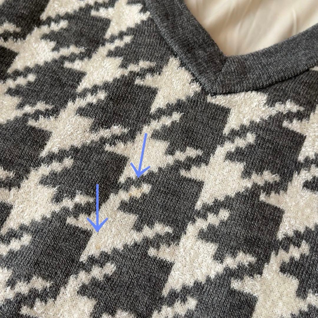 美品　ビームスゴルフ　ウール　セーター　千鳥　ニット　裏地付　防風　L
