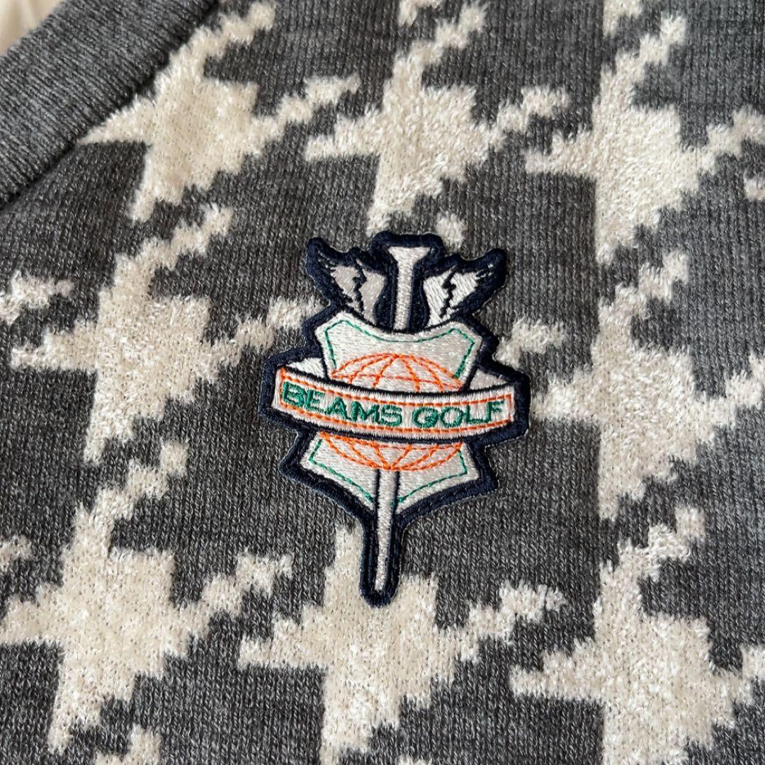 美品　ビームスゴルフ　ウール　セーター　千鳥　ニット　裏地付　防風　L