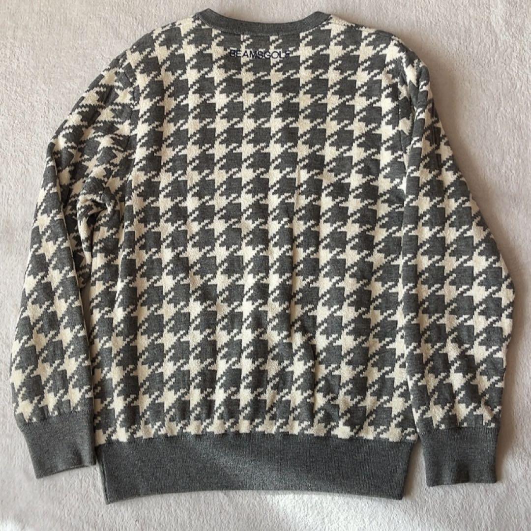 美品　ビームスゴルフ　ウール　セーター　千鳥　ニット　裏地付　防風　L