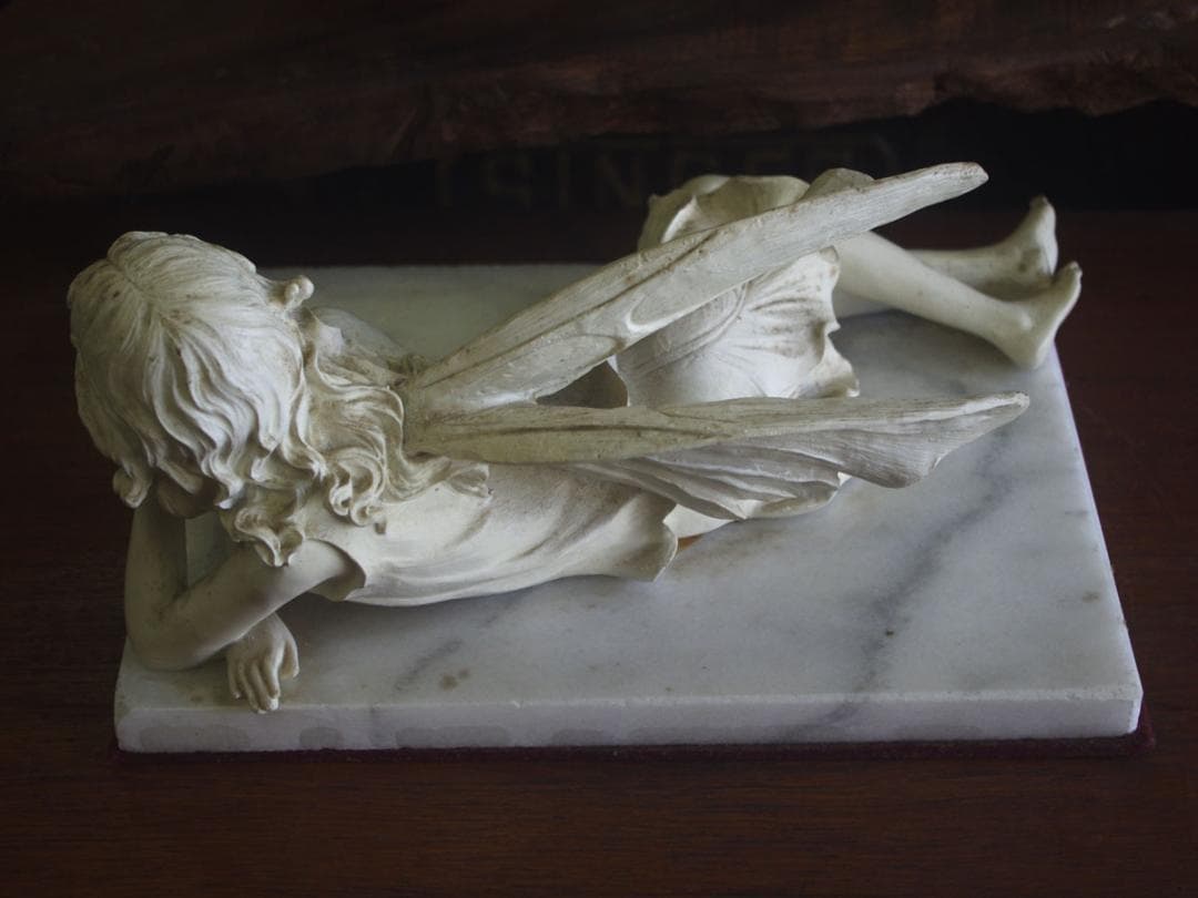 英国 妖精 フェアリー 彫像 ビンテージ 大理石調