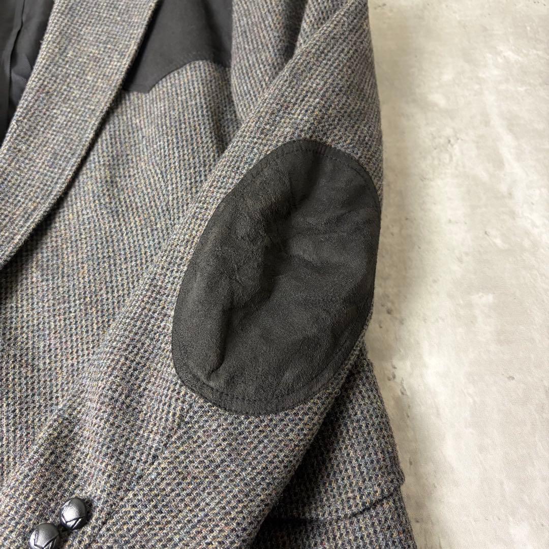 メキシコ製 PENDLETON レザーパッチ ツイードジャケット 44 グレー