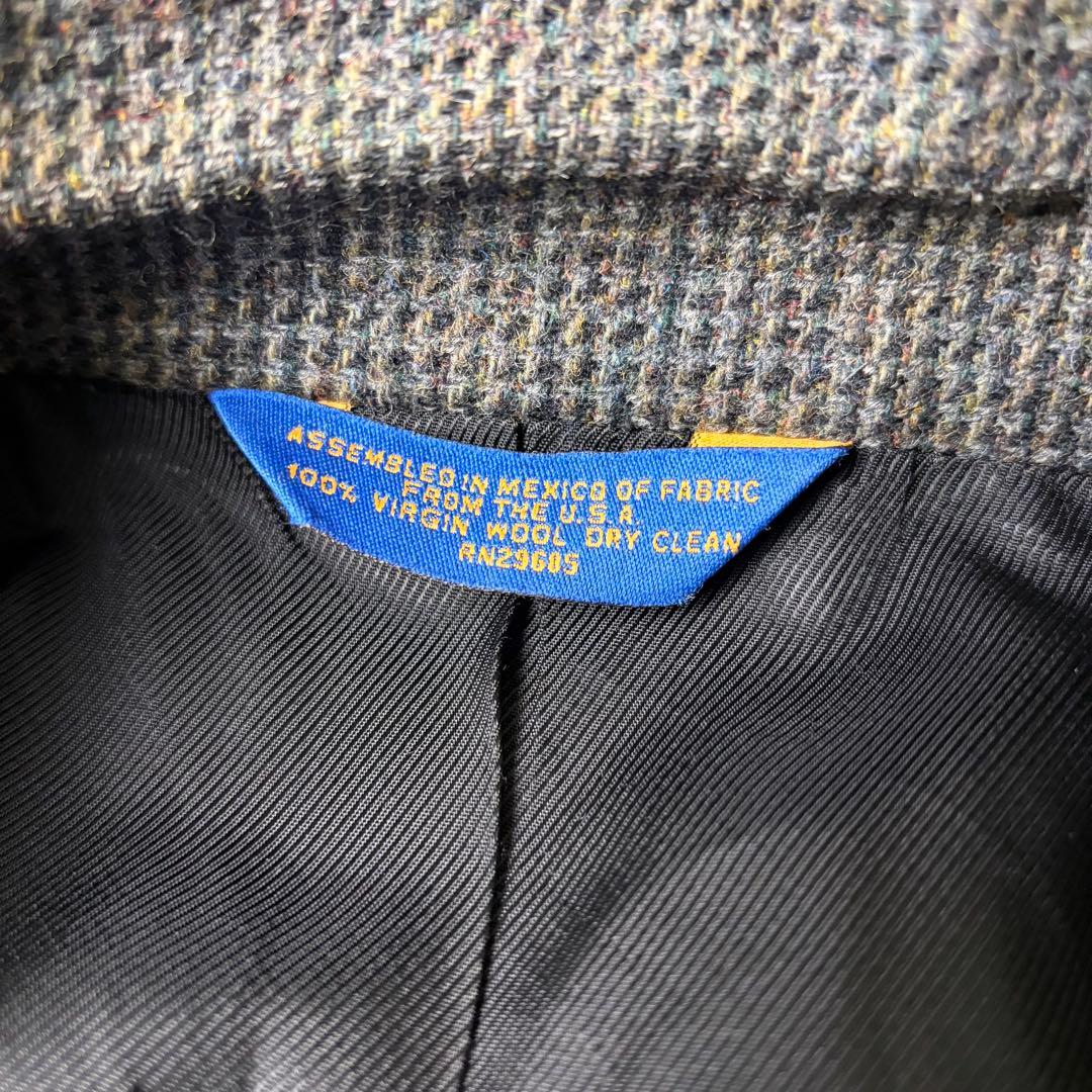 メキシコ製 PENDLETON レザーパッチ ツイードジャケット 44 グレー