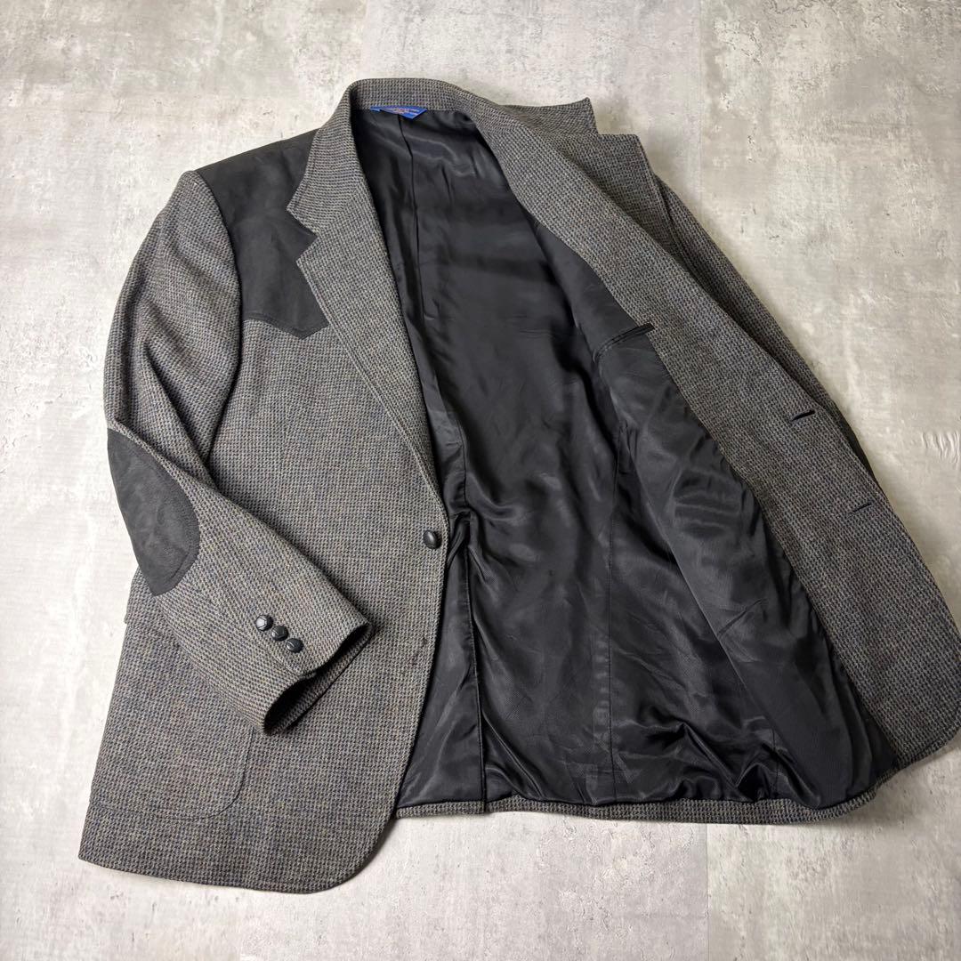 メキシコ製 PENDLETON レザーパッチ ツイードジャケット 44 グレー