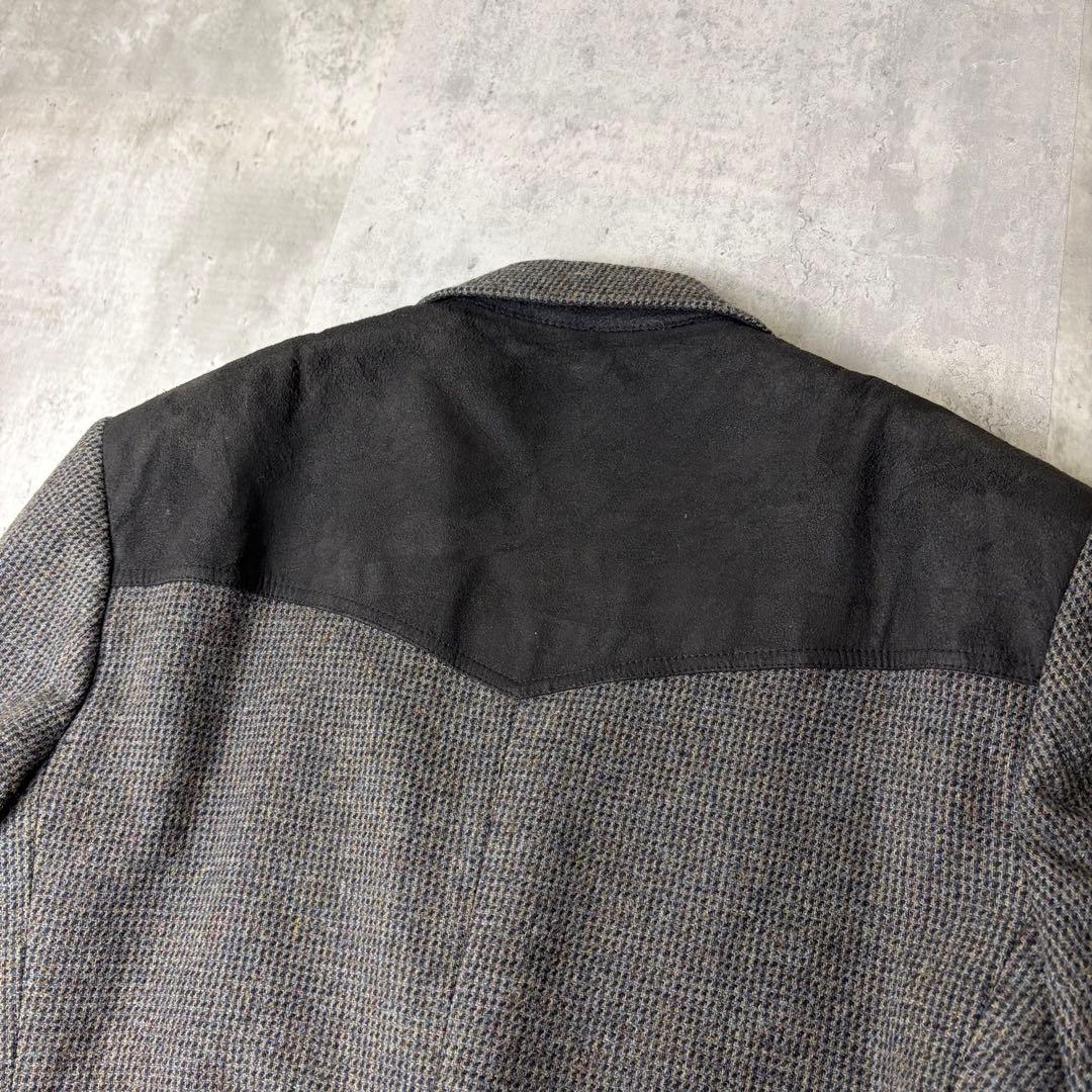 メキシコ製 PENDLETON レザーパッチ ツイードジャケット 44 グレー