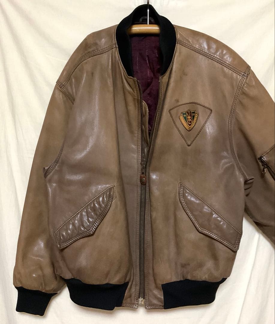 専用 Hugo Boss 本革レザー MA-1 ボンバージャケット ゆるダボ