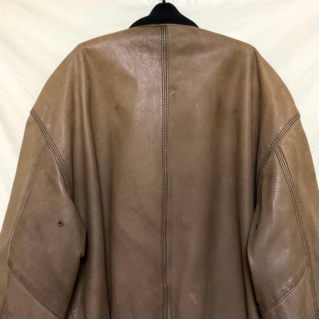 専用 Hugo Boss 本革レザー MA-1 ボンバージャケット ゆるダボ