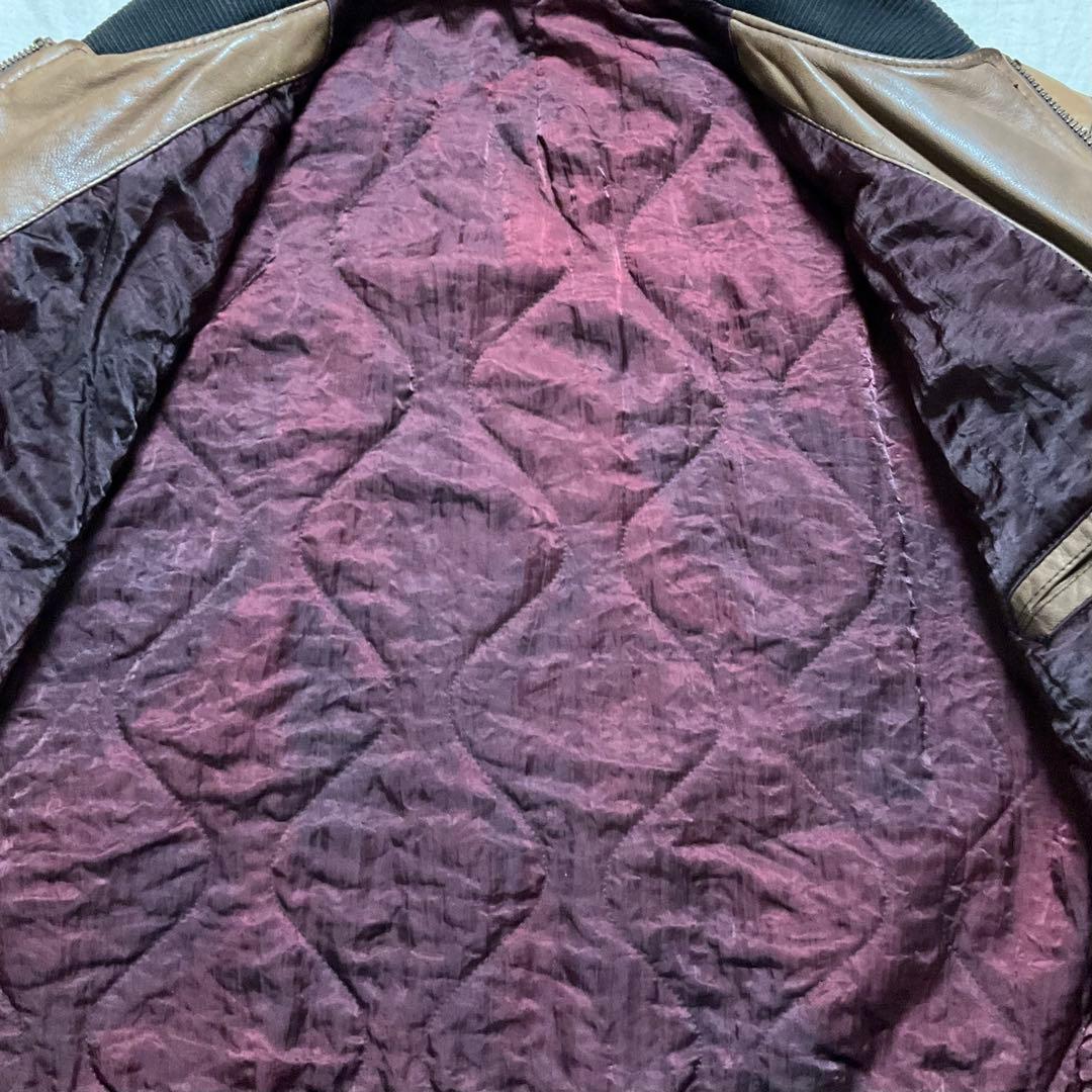 専用 Hugo Boss 本革レザー MA-1 ボンバージャケット ゆるダボ