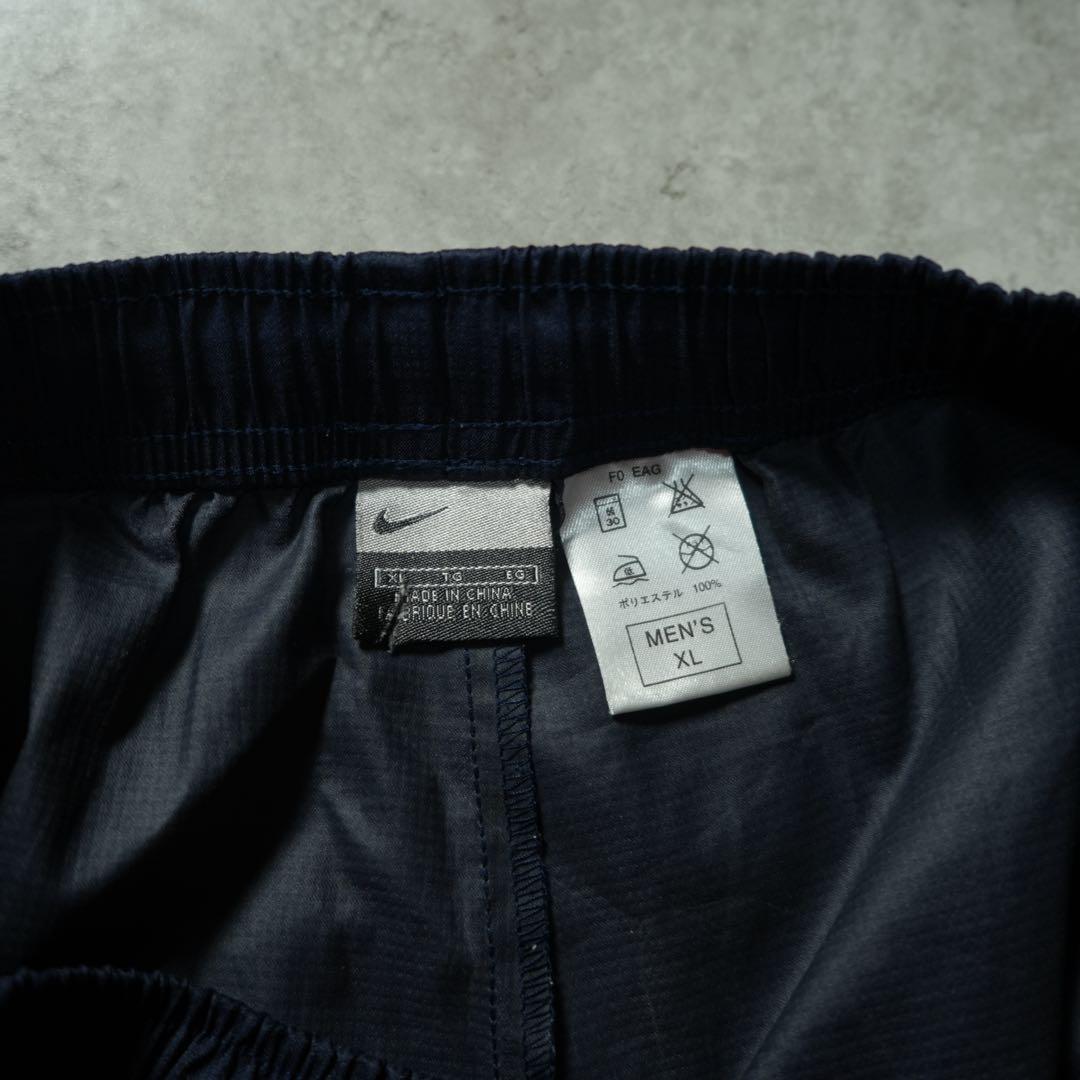 ジ*)様 00s NIKE バギー ナイロンパンツ サイドライン ネイビー y2
