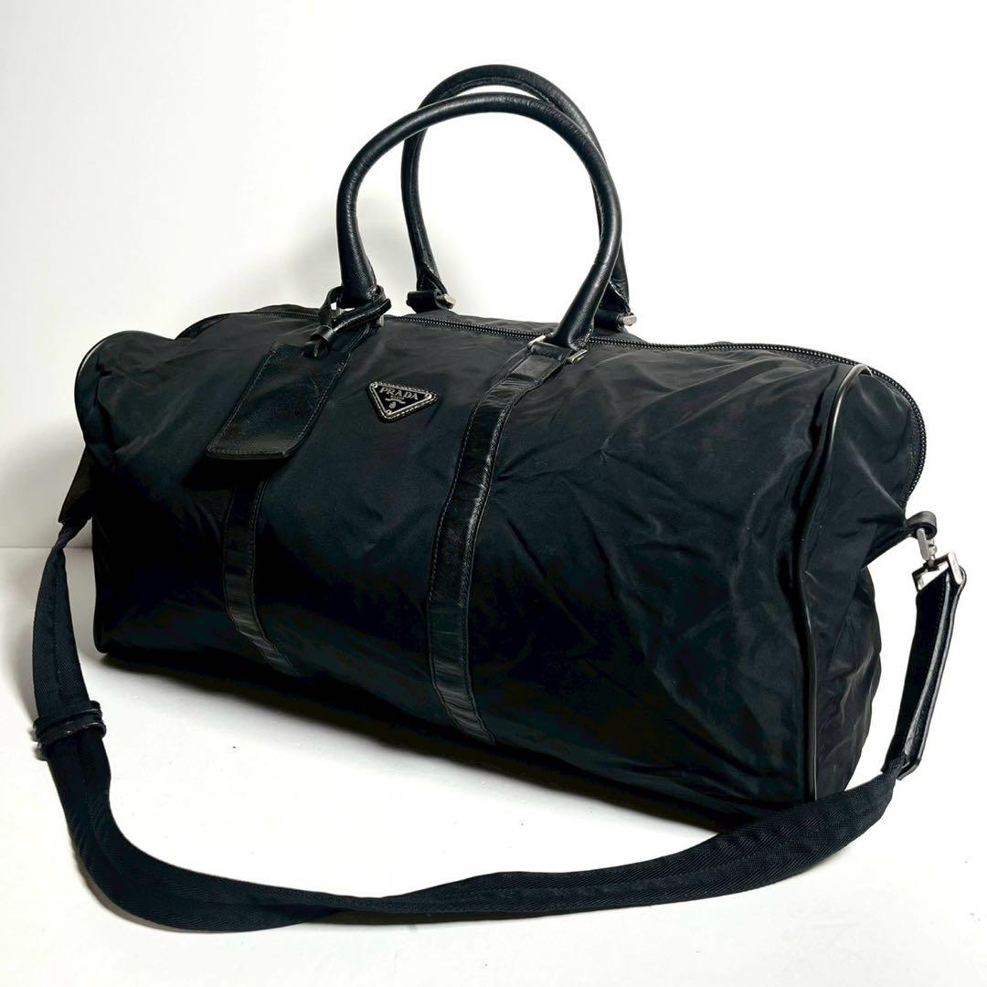 【極美品✨】プラダ 2way ボストンバッグ ショルダーバッグ ネームタグ 黒
