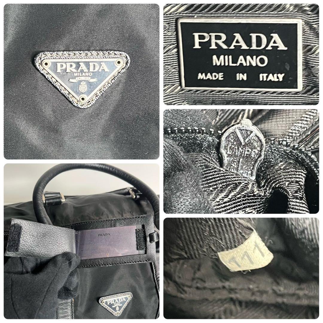 【極美品✨】プラダ 2way ボストンバッグ ショルダーバッグ ネームタグ 黒