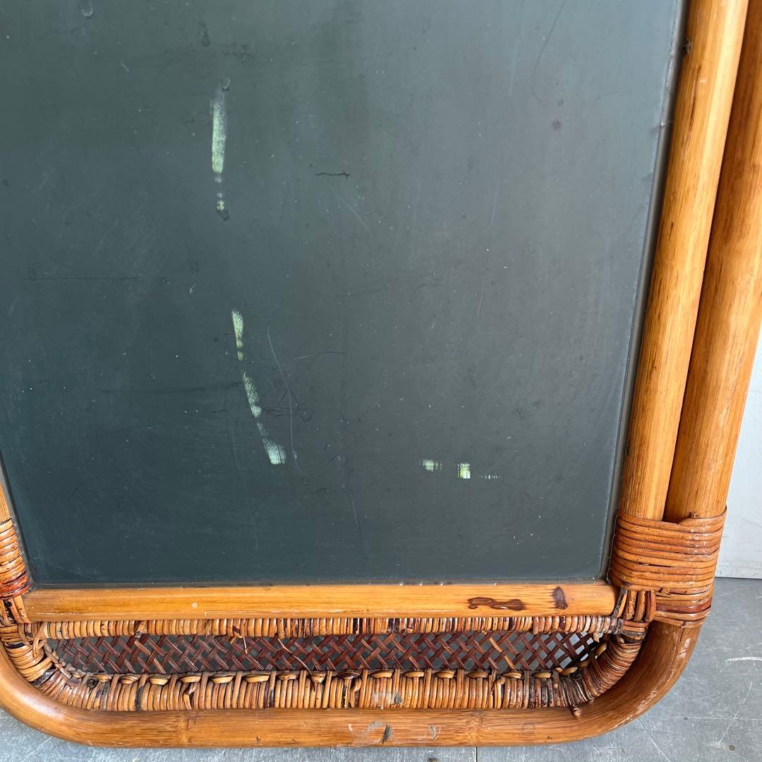 ヴィンテージ ラタン 籐 ウォールミラー 鏡 昭和レトロ