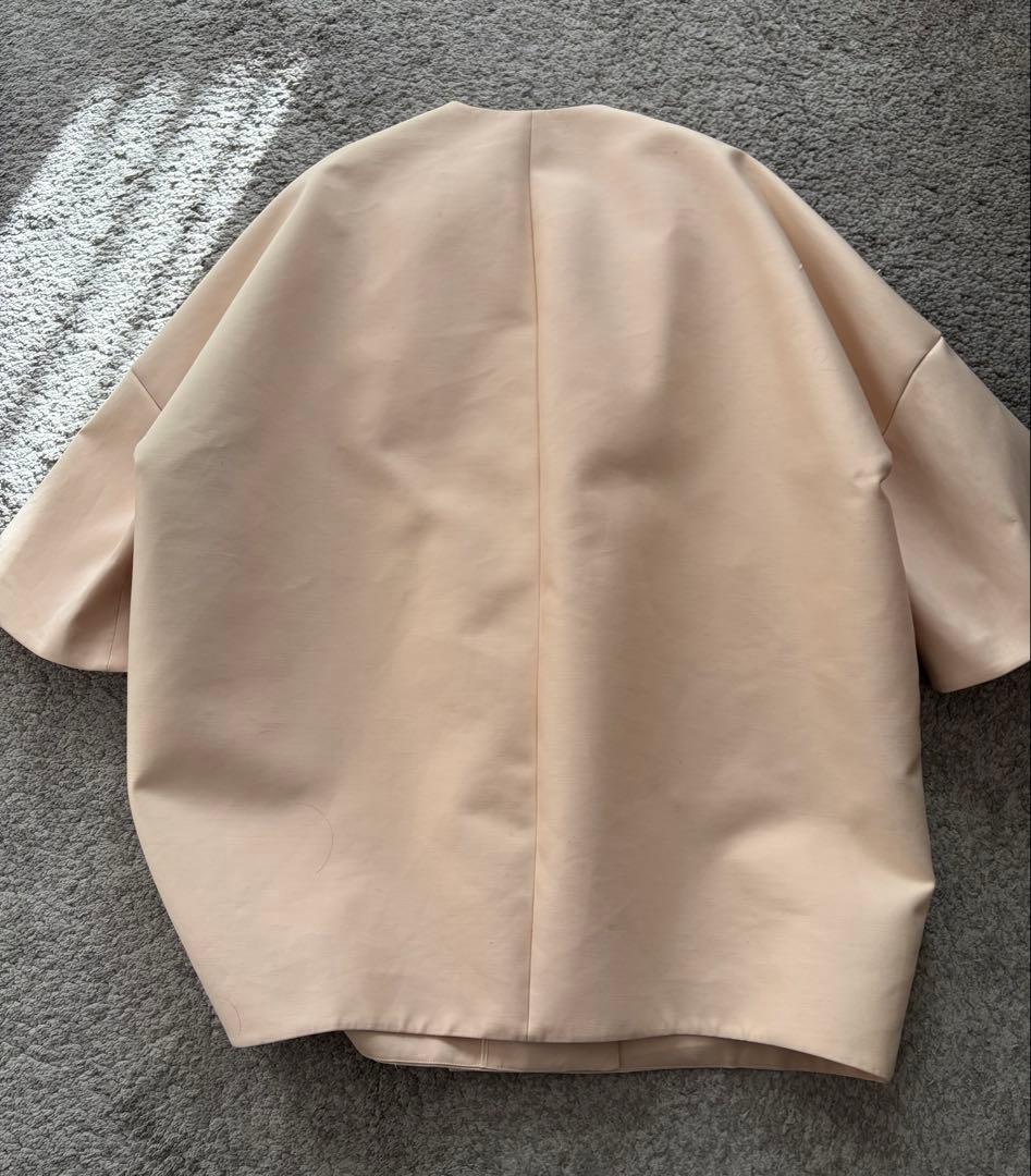 Cruciani クルチアーニノーカラーボリューム袖コクーンコートシルク混40