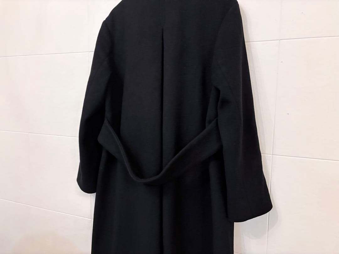 美品 CELFORD セルフォード ノーカラーロングコート 36 黒