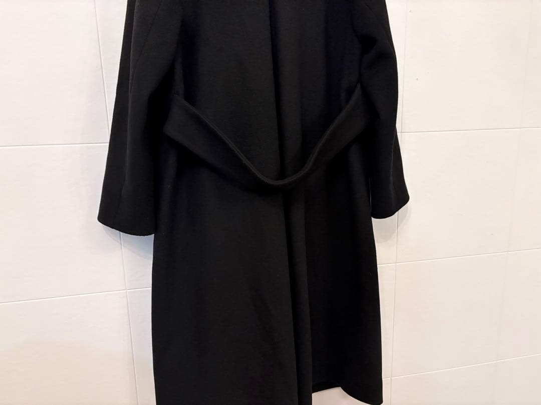 美品 CELFORD セルフォード ノーカラーロングコート 36 黒