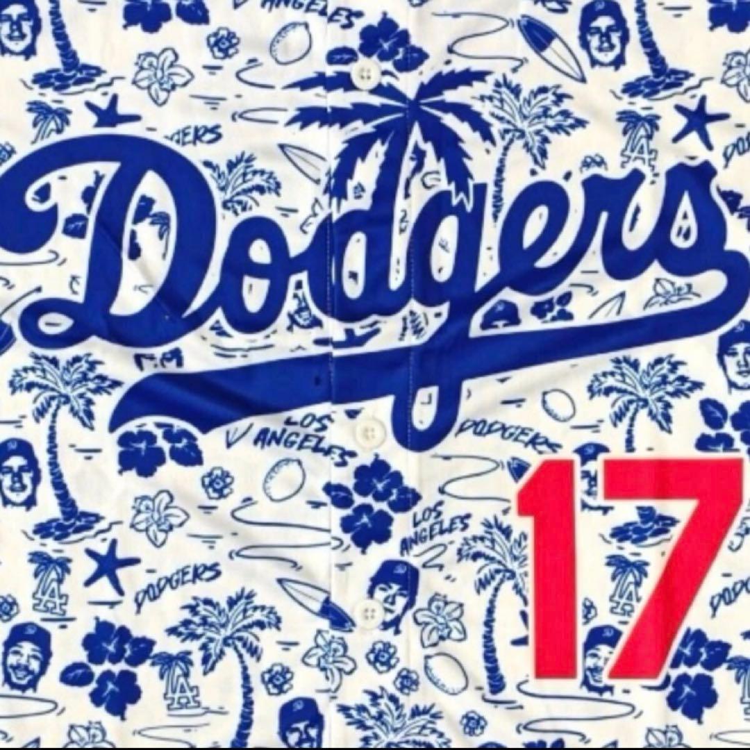 ドジャース 大谷 翔平 ユニフォーム アロハ ハワイアンシャツ サインプリント