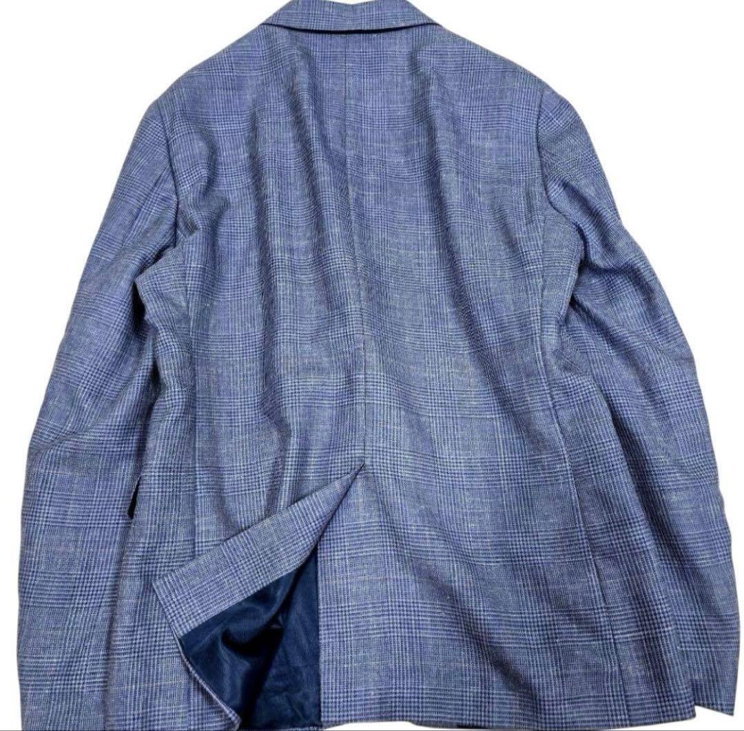 Ralph Lauren/シルクx リネン／グレンチェック/テーラードジャケット