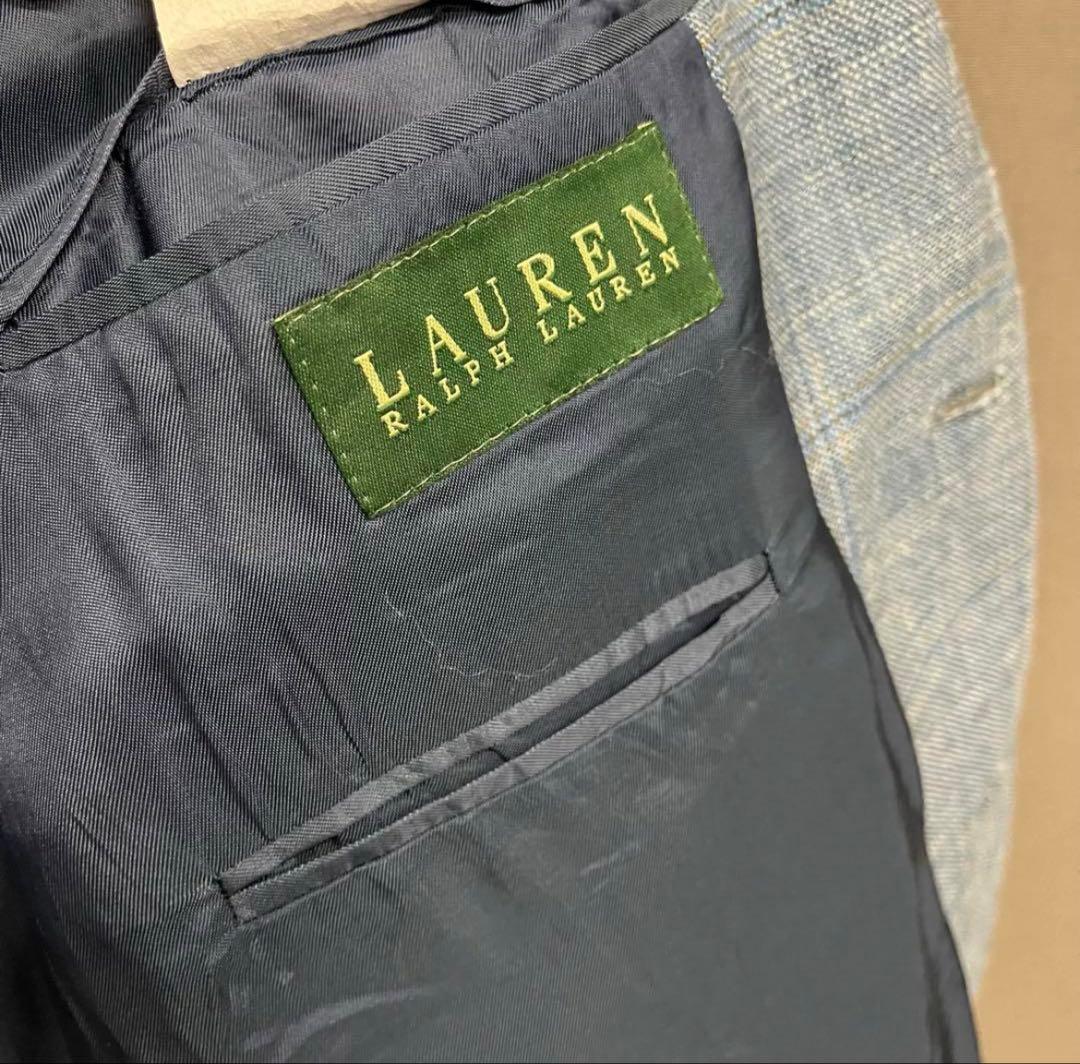 Ralph Lauren/シルクx リネン／グレンチェック/テーラードジャケット