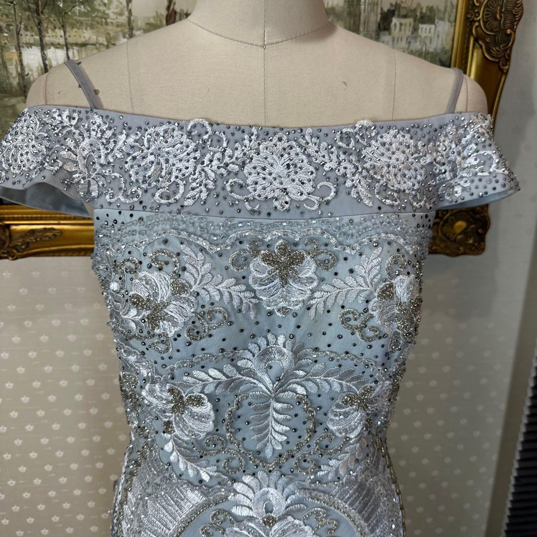 ★要プロフ確認★あなばら いづみ様 ライトブルー オフショルダー刺繍ドレス