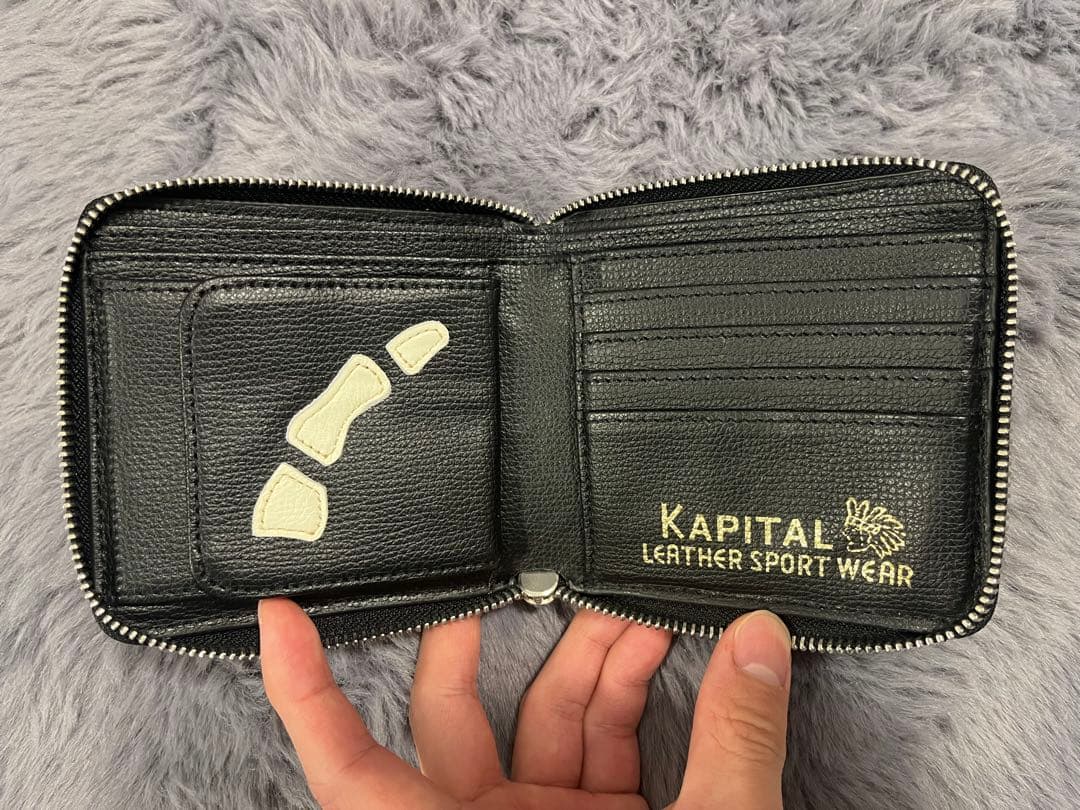 Kapital bone zip wallet black 骨 財布 二つ折り