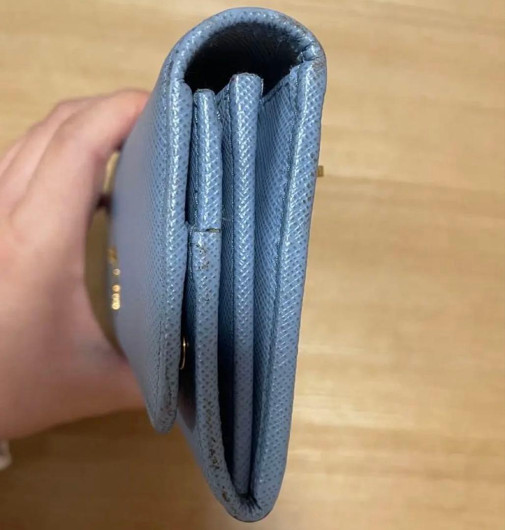 PRADA ライトブルー 長財布 カードケース付き