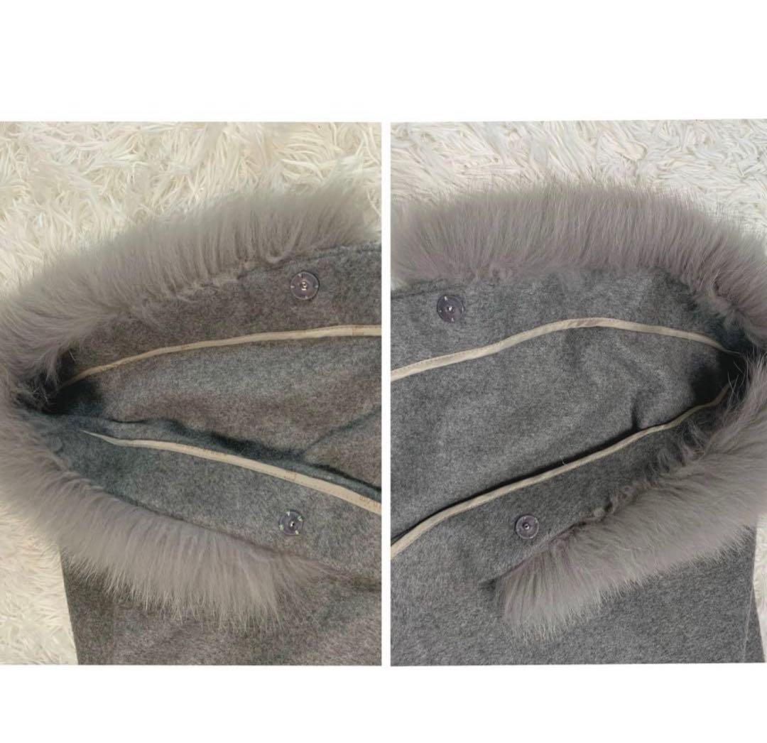 F32.美品◆BALMAIN【カシミヤ100%：フォックスファー◆ポンチョ】