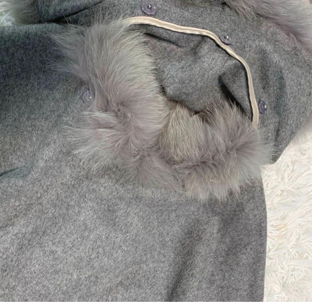 F32.美品◆BALMAIN【カシミヤ100%：フォックスファー◆ポンチョ】