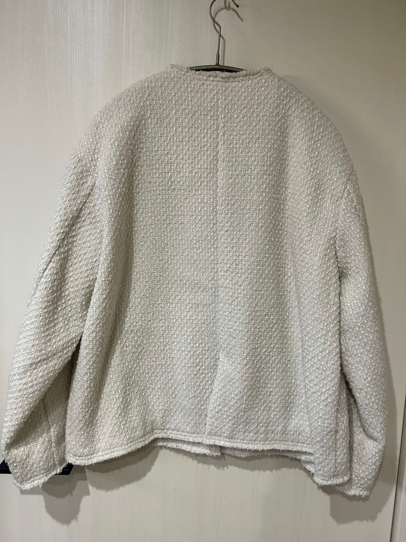 美品　ピュアルセシン　リングツイードノーカラージャケット