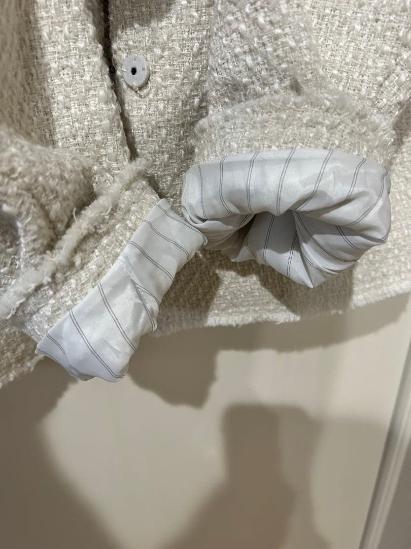 美品　ピュアルセシン　リングツイードノーカラージャケット