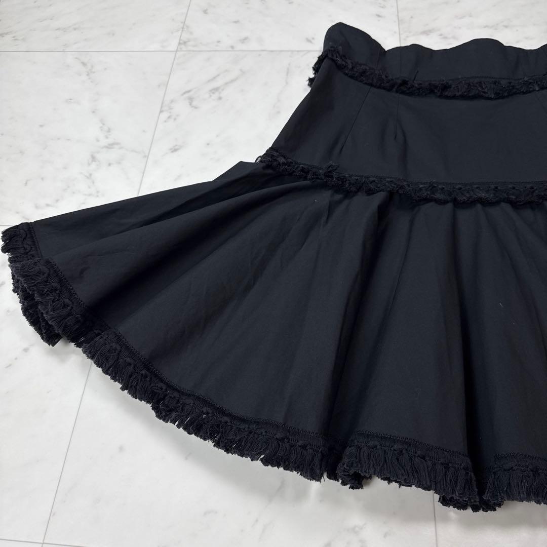 希少 ドルチェアンドガッバーナ フリンジ フレアスカート ブラック サイズ42