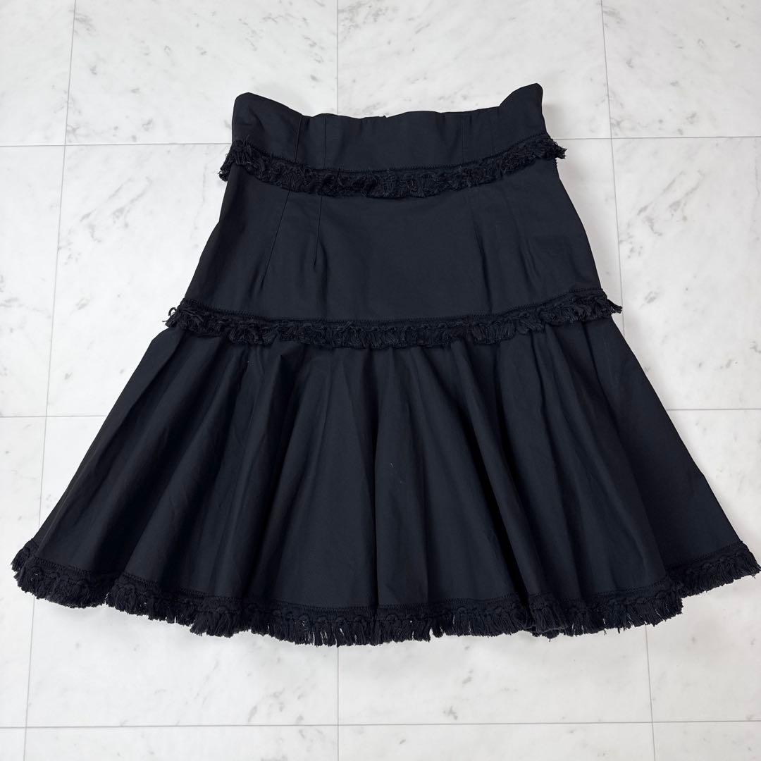 希少 ドルチェアンドガッバーナ フリンジ フレアスカート ブラック サイズ42