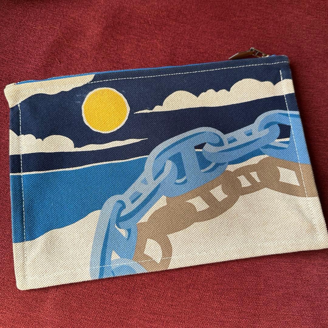 エルメス シェーヌダンクル ポーチ ベージュ ブルー