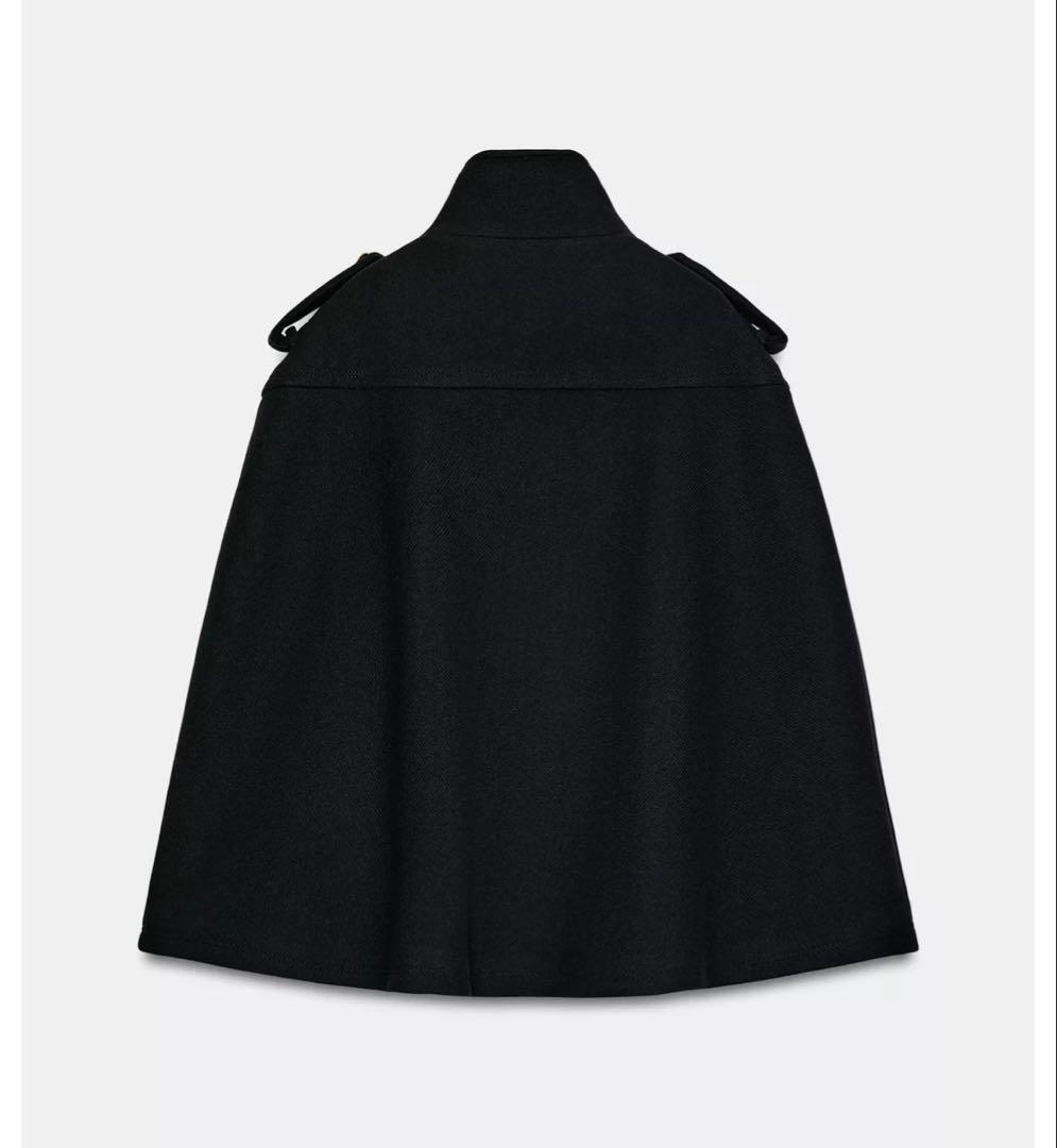 タグ付新品★ZARAのMANTECOウールブレンドケープ★Sサイズ★ブラック色