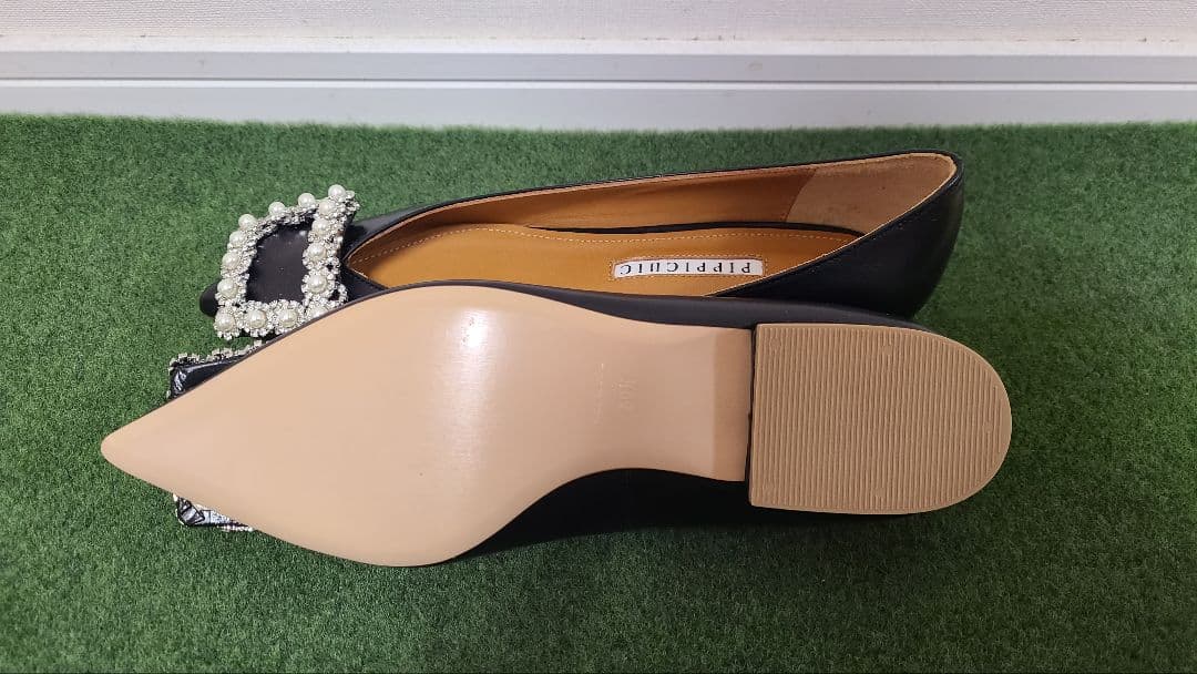 新品　PIPPICHIC ピッピシック ビジューつき フラットシューズ