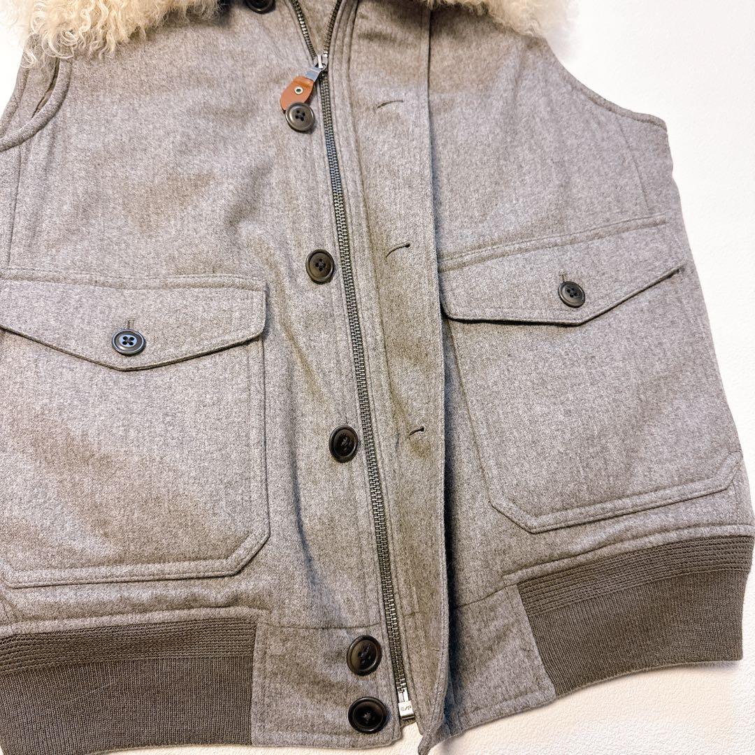 ラルフローレン　羊ファー付き ウールダウンベスト シルク裏地