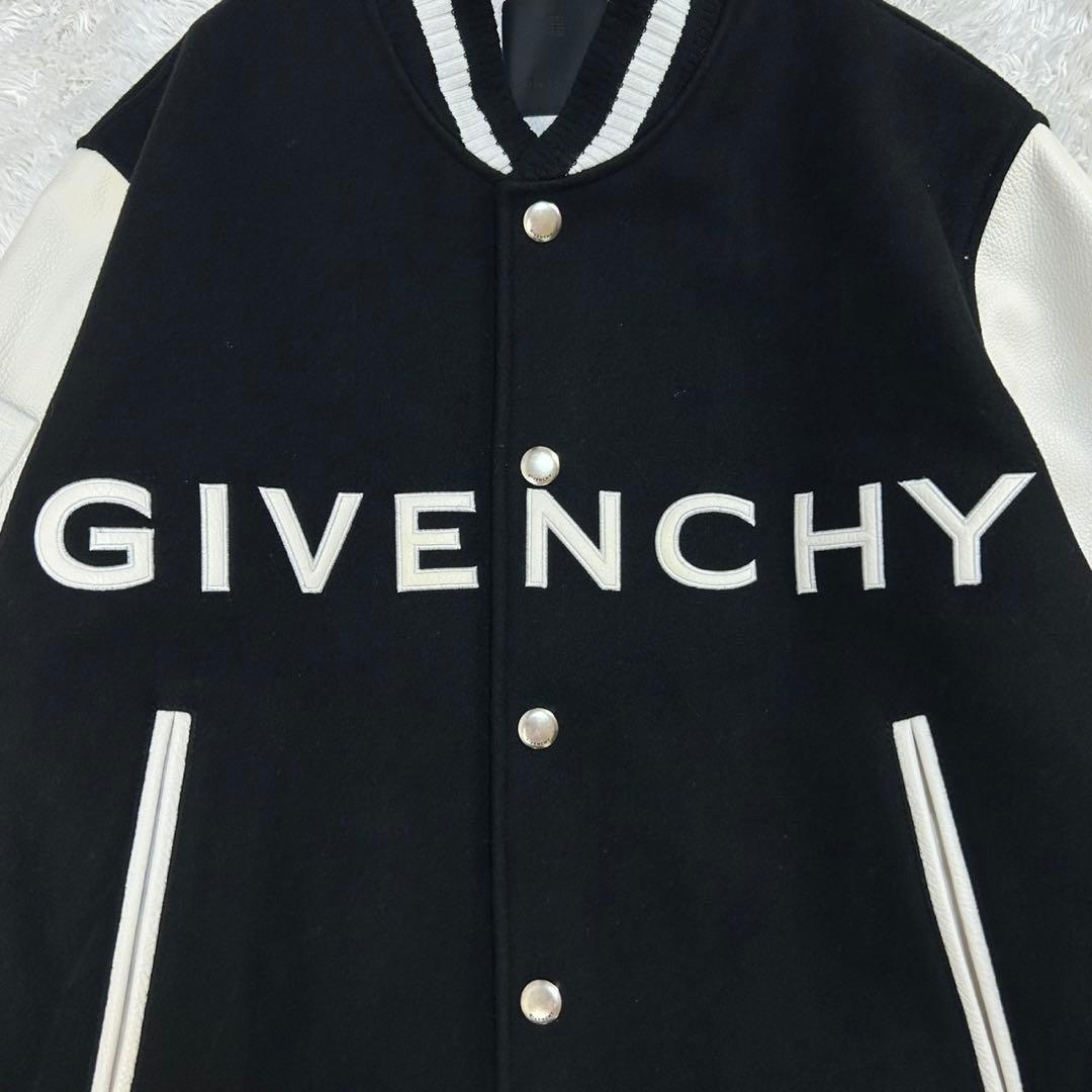 5959【美品・付属品付き】ジバンシー☆カウレザー切替スタジャン 48サイズ