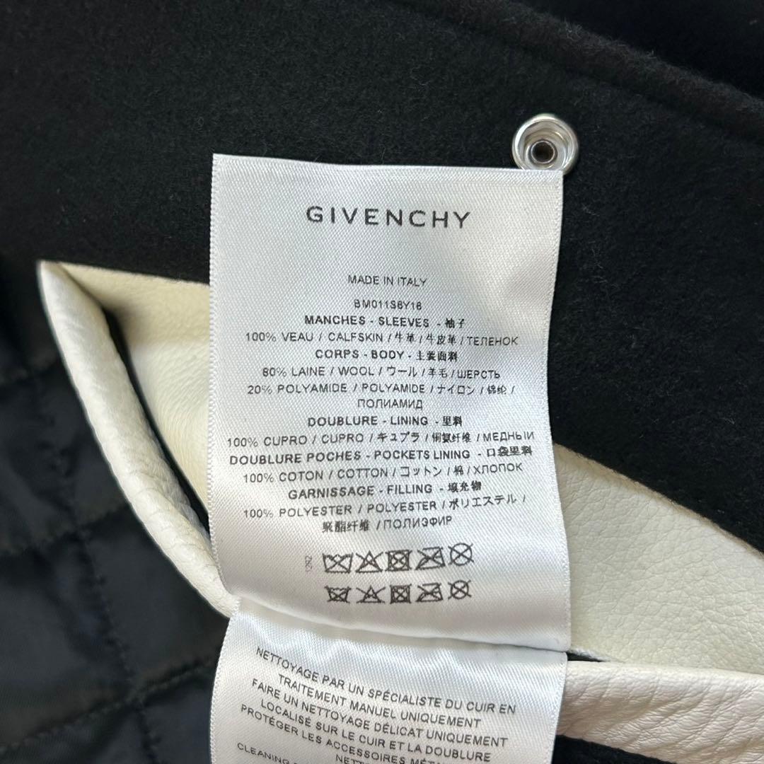 5959【美品・付属品付き】ジバンシー☆カウレザー切替スタジャン 48サイズ