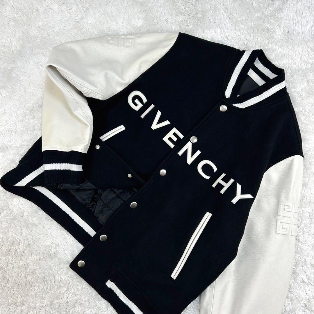 5959【美品・付属品付き】ジバンシー☆カウレザー切替スタジャン 48サイズ