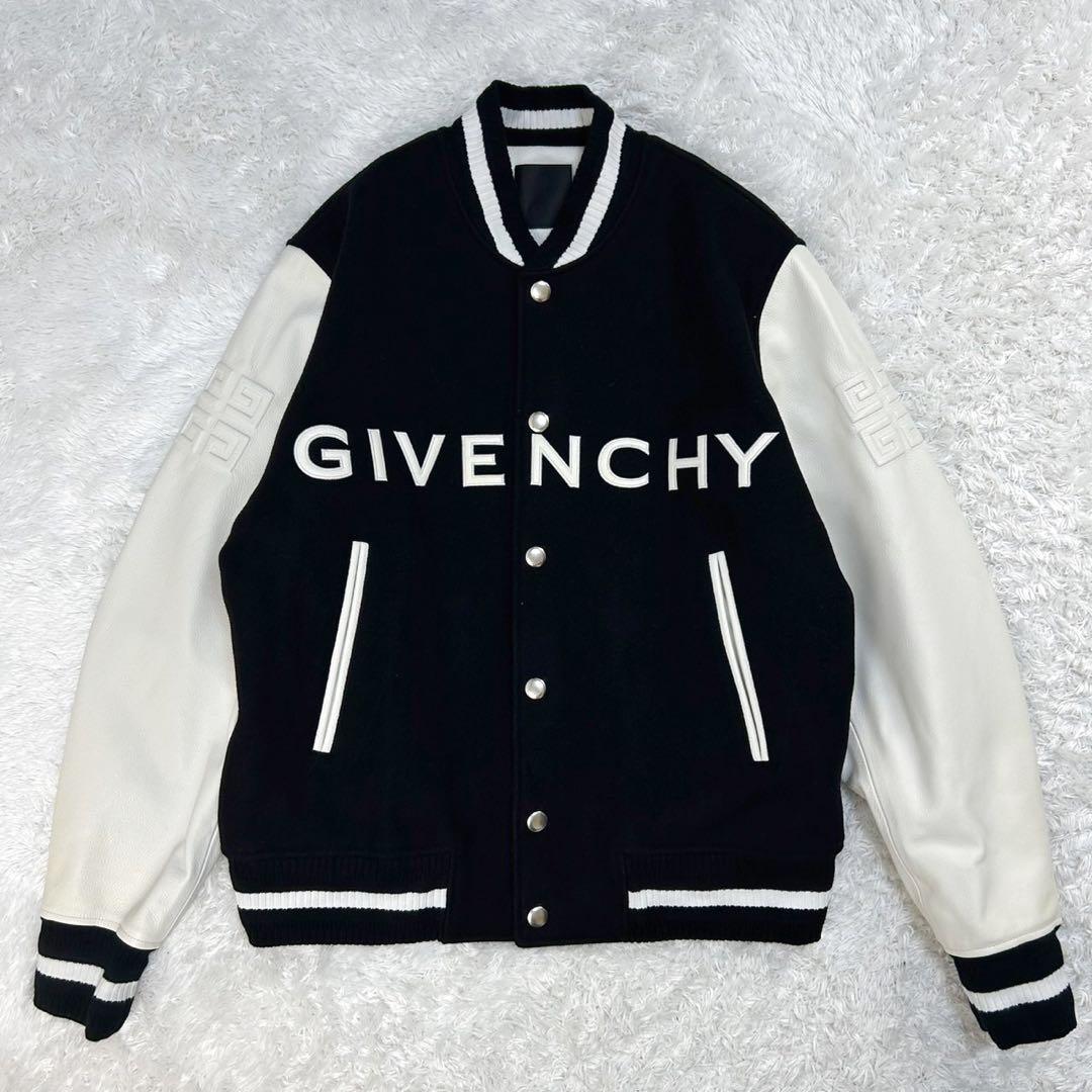 5959【美品・付属品付き】ジバンシー☆カウレザー切替スタジャン 48サイズ