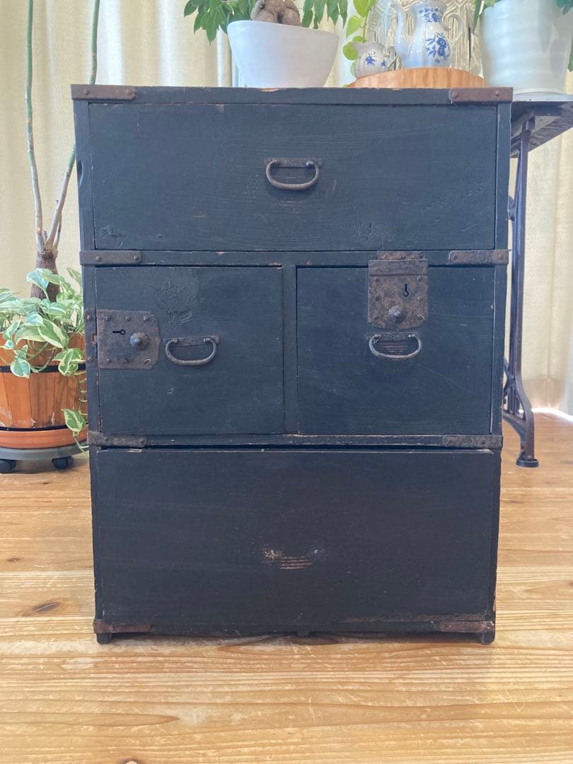 時代箪笥4杯　小箪笥　黒箪笥　古民家