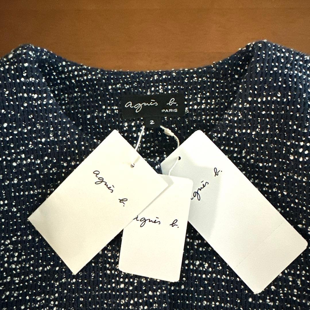 ◇❣️最終価格❣️新品♣アニエスベー☆ネイビー ツイード ノーカラージャケット Ｍ◇