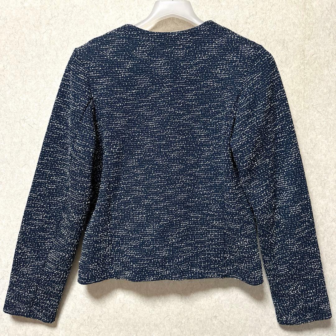 ◇❣️最終価格❣️新品♣アニエスベー☆ネイビー ツイード ノーカラージャケット Ｍ◇