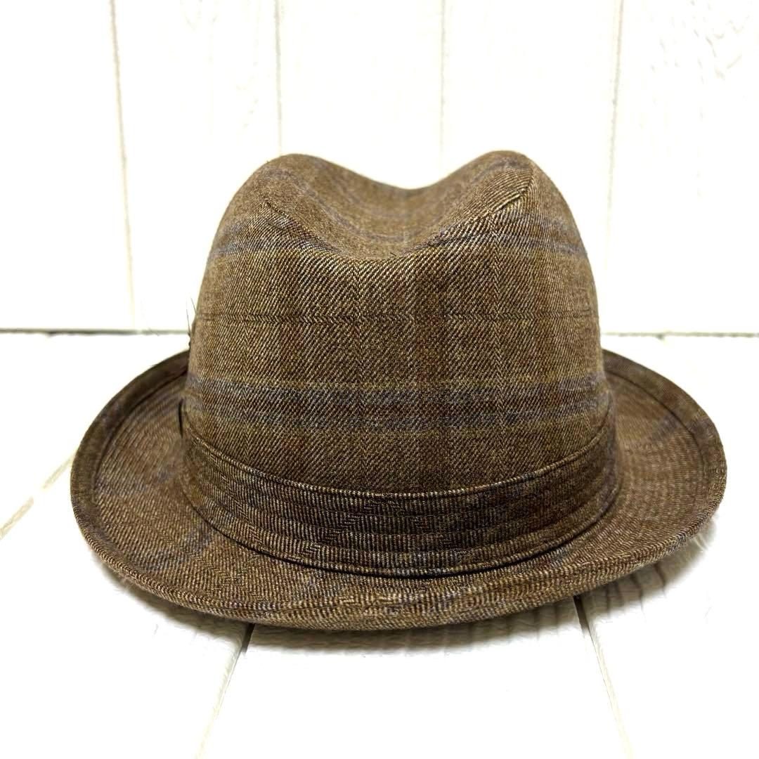 美品 Borsalino ボルサリーノ 中折れハット 羽根付き ロロピアーナ生地