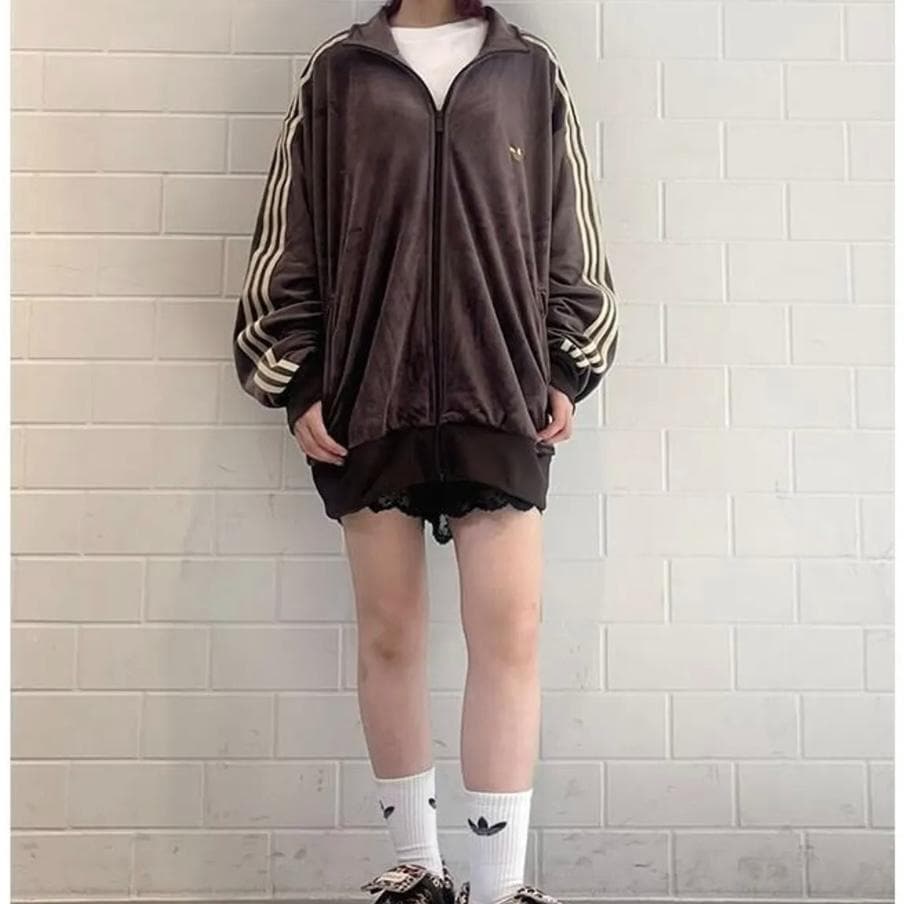 adidas ファイヤーバード ベロア トラックトップ 正規品 ブラウン　XL