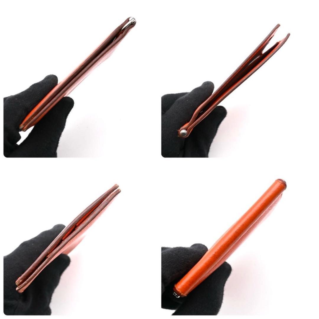 専用エルメス マネークリップ ポーカーGM オレンジ 二つ折り財布 HERMES