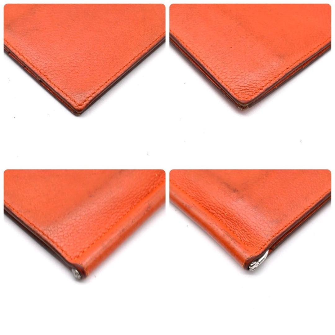 専用エルメス マネークリップ ポーカーGM オレンジ 二つ折り財布 HERMES