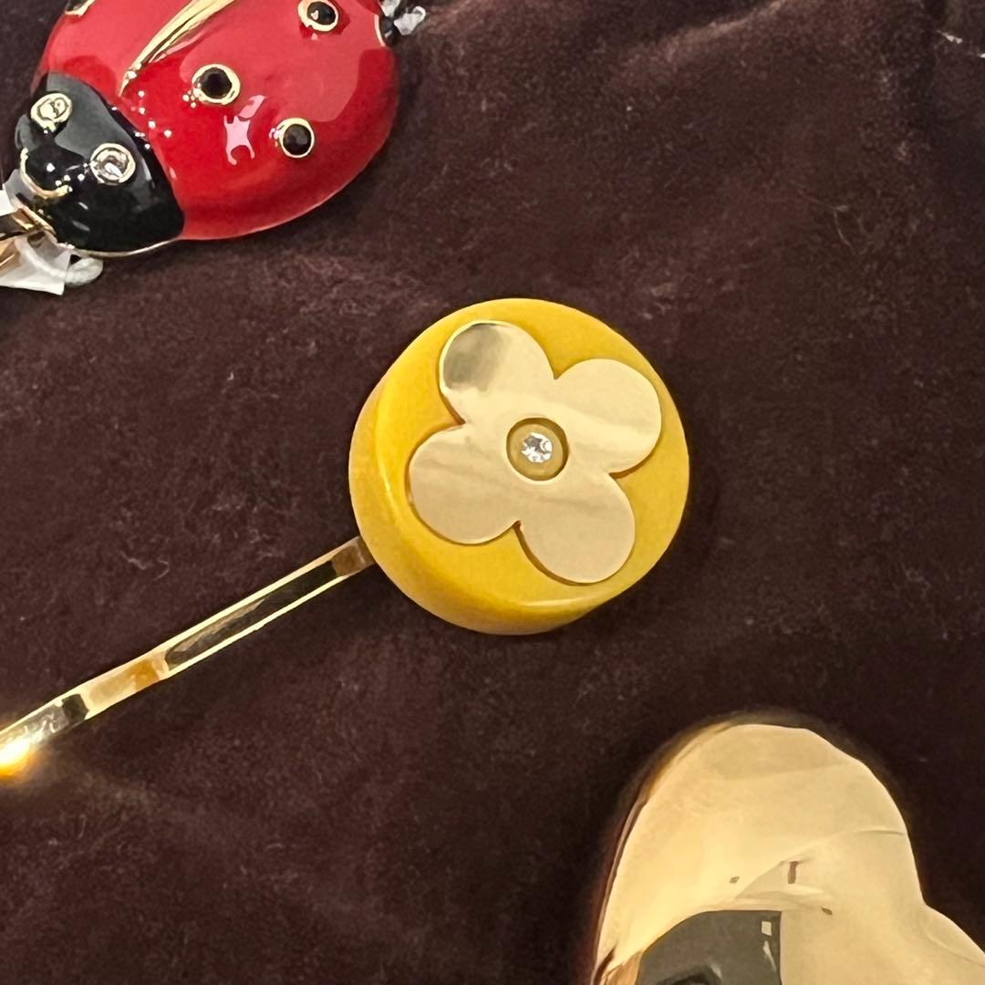 美品 ルイヴィトン ヘアピン 3本セット てんとう虫 ハート M92349