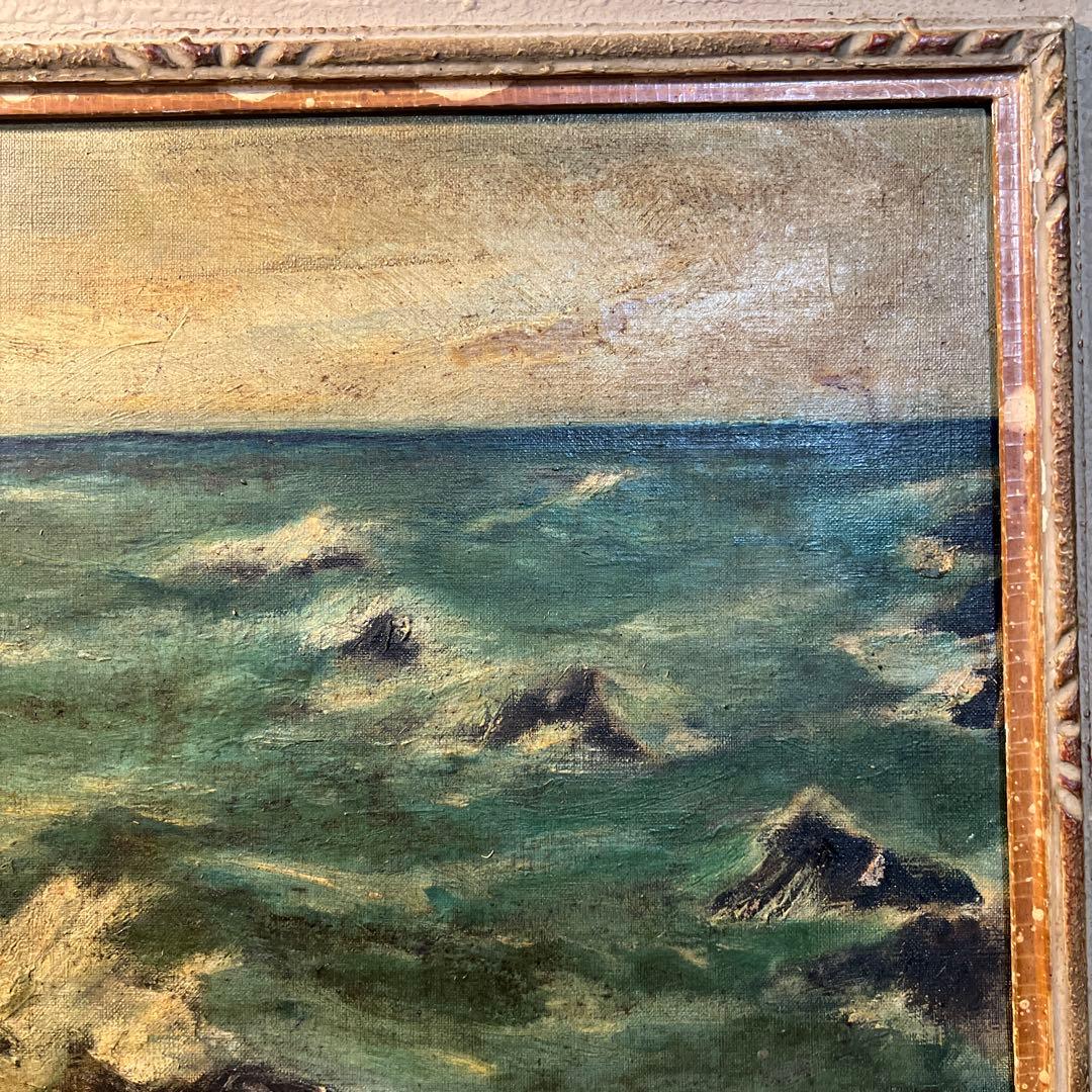 B*e様 小松崎邦雄　 若作　油彩画 海の風景