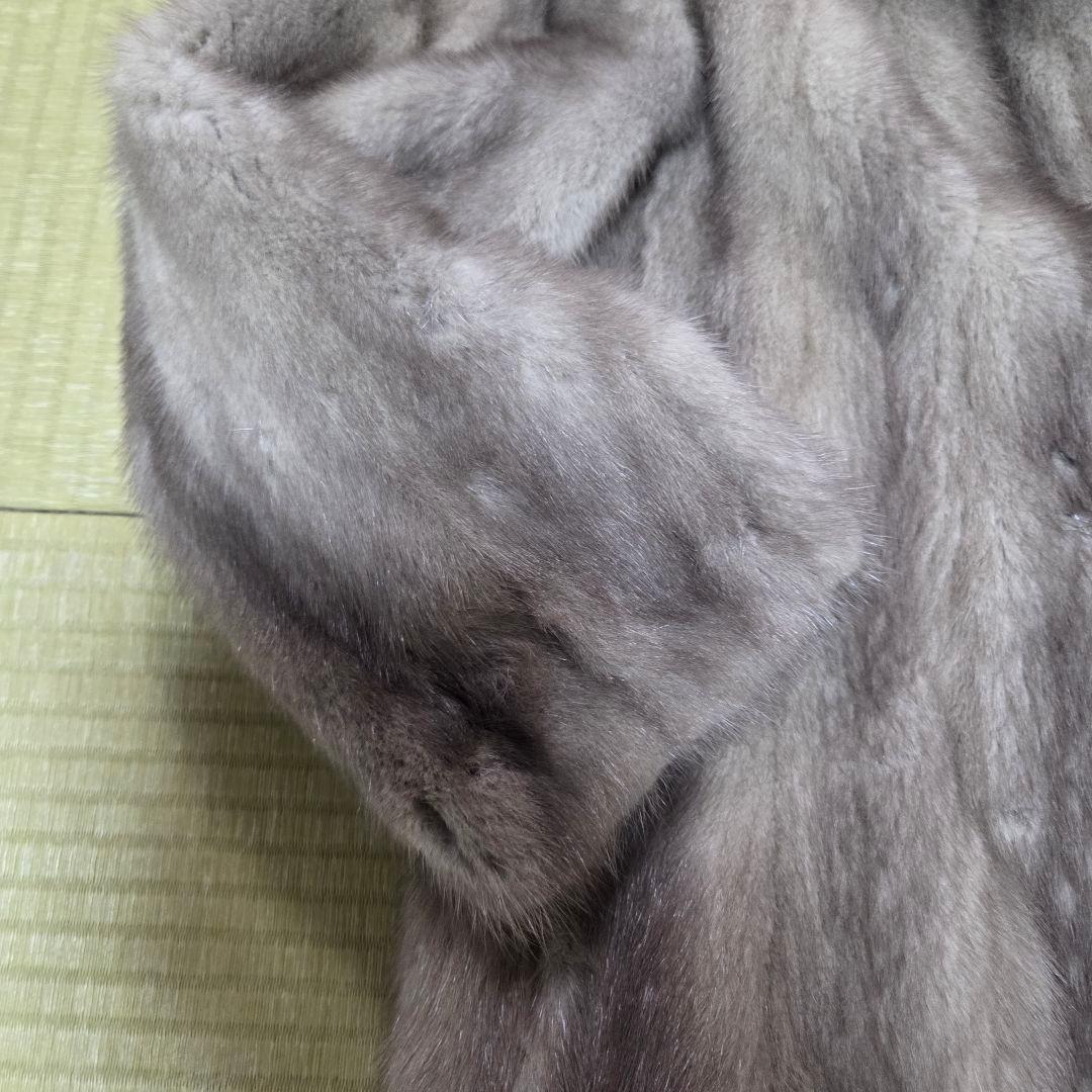 美品 グレージュ 裏地花柄 11号 サファイアミンク グレー系