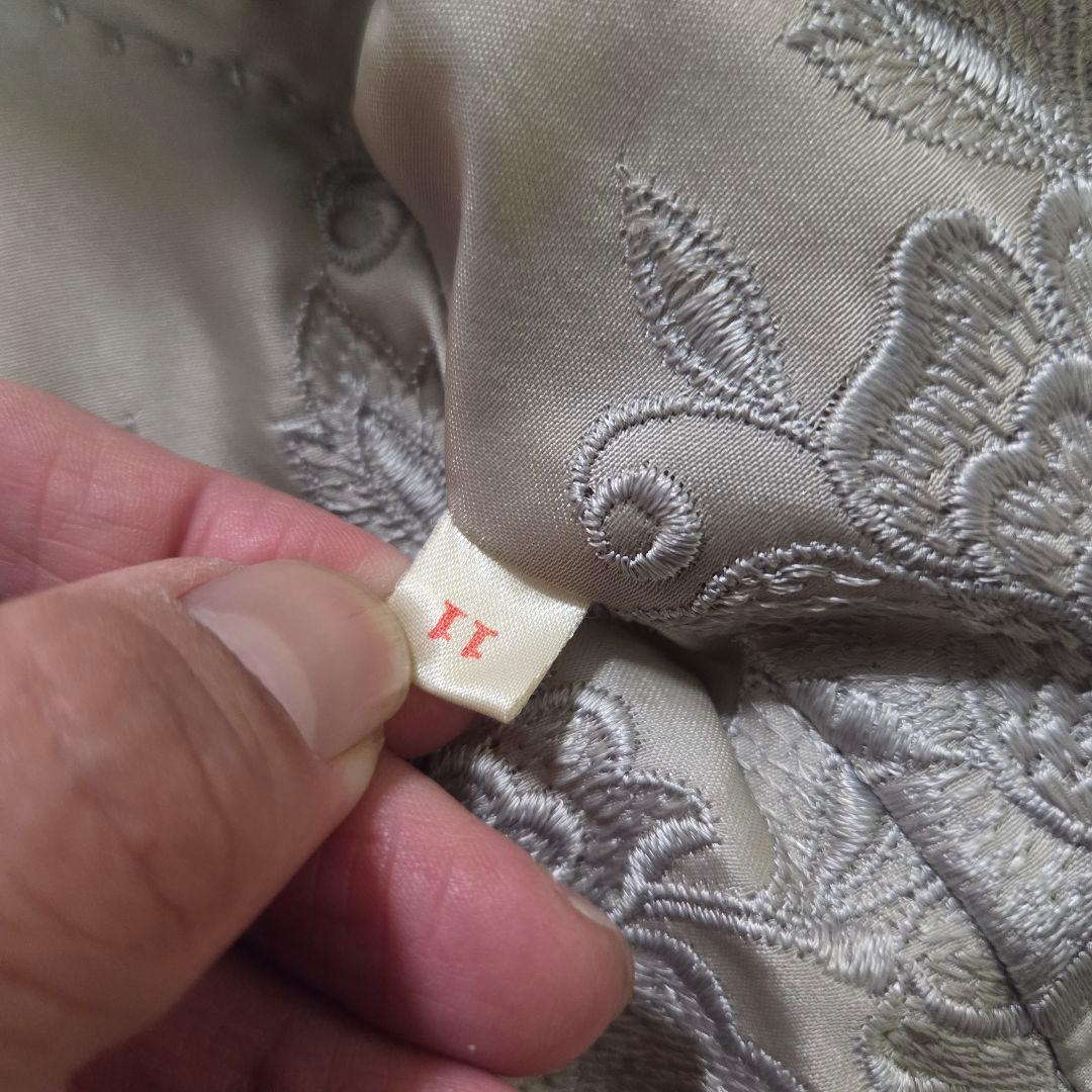 美品 グレージュ 裏地花柄 11号 サファイアミンク グレー系